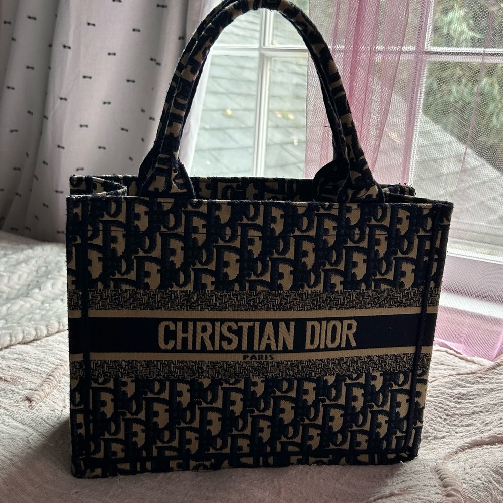 Dior Blue and Cream Monogram Book Tote